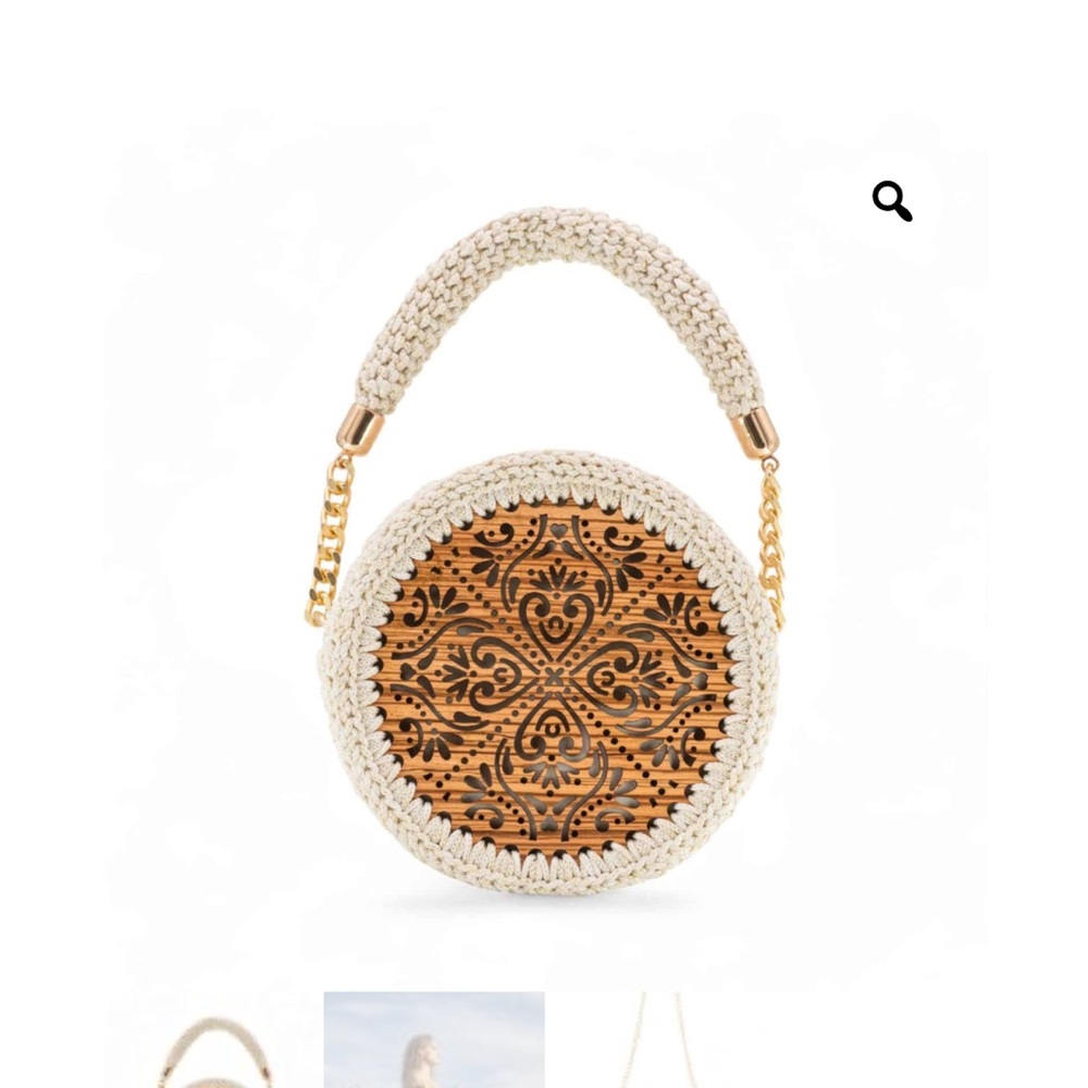 Ilias Vardavakis Handcrafted Beige and Brown Woven Canteen Bag